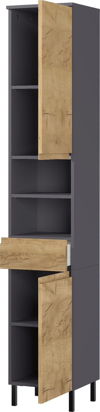 Germania Salinas Badkamerkast Hoog Grafiet   Eiken
