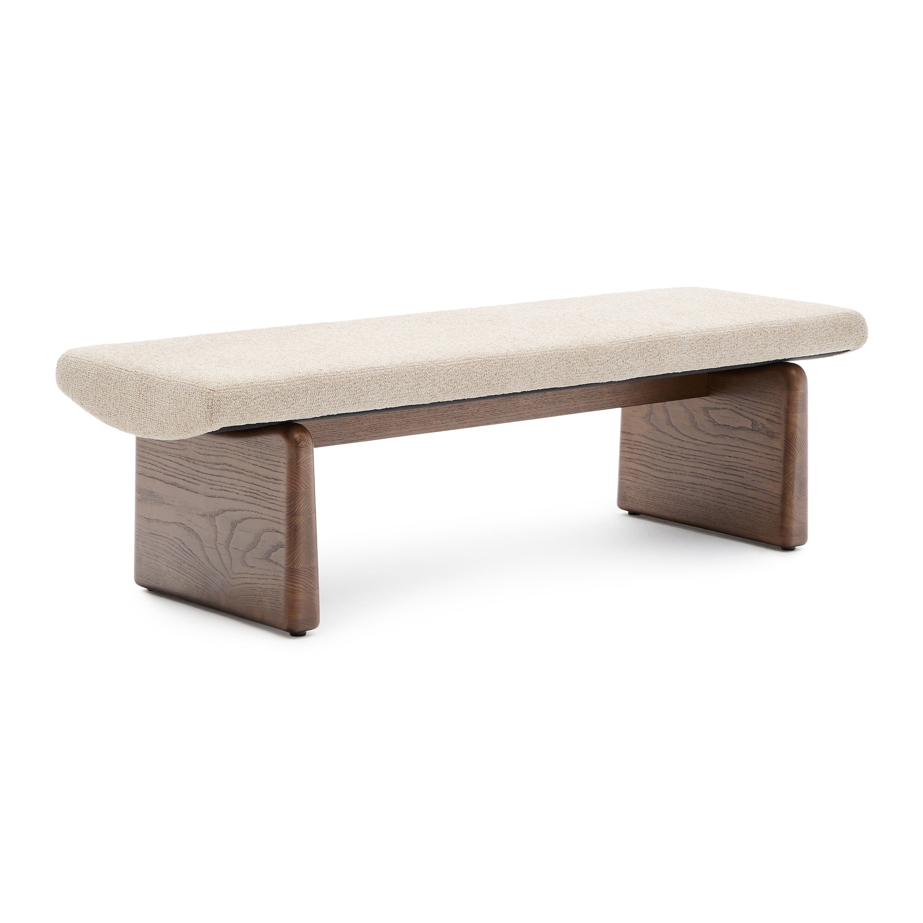 Kave Home Topaz Bankje - Beige / Essenhout