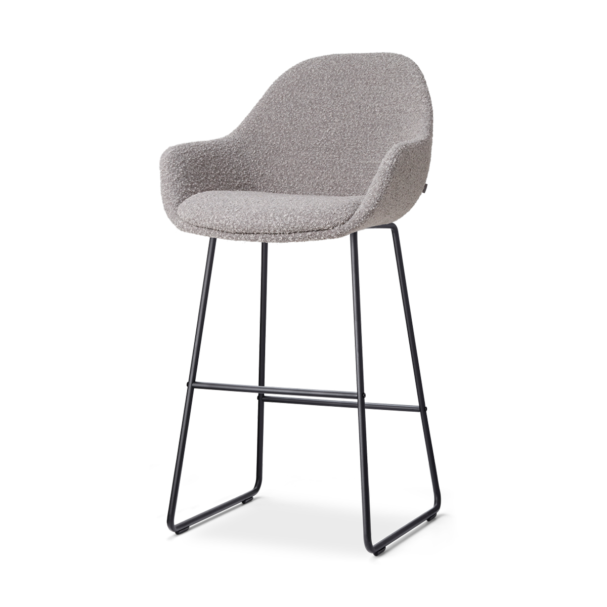 Nolon Nino-Mae Barkruk Bouclé Taupe - met Armleuning - Zwart - 75 cm