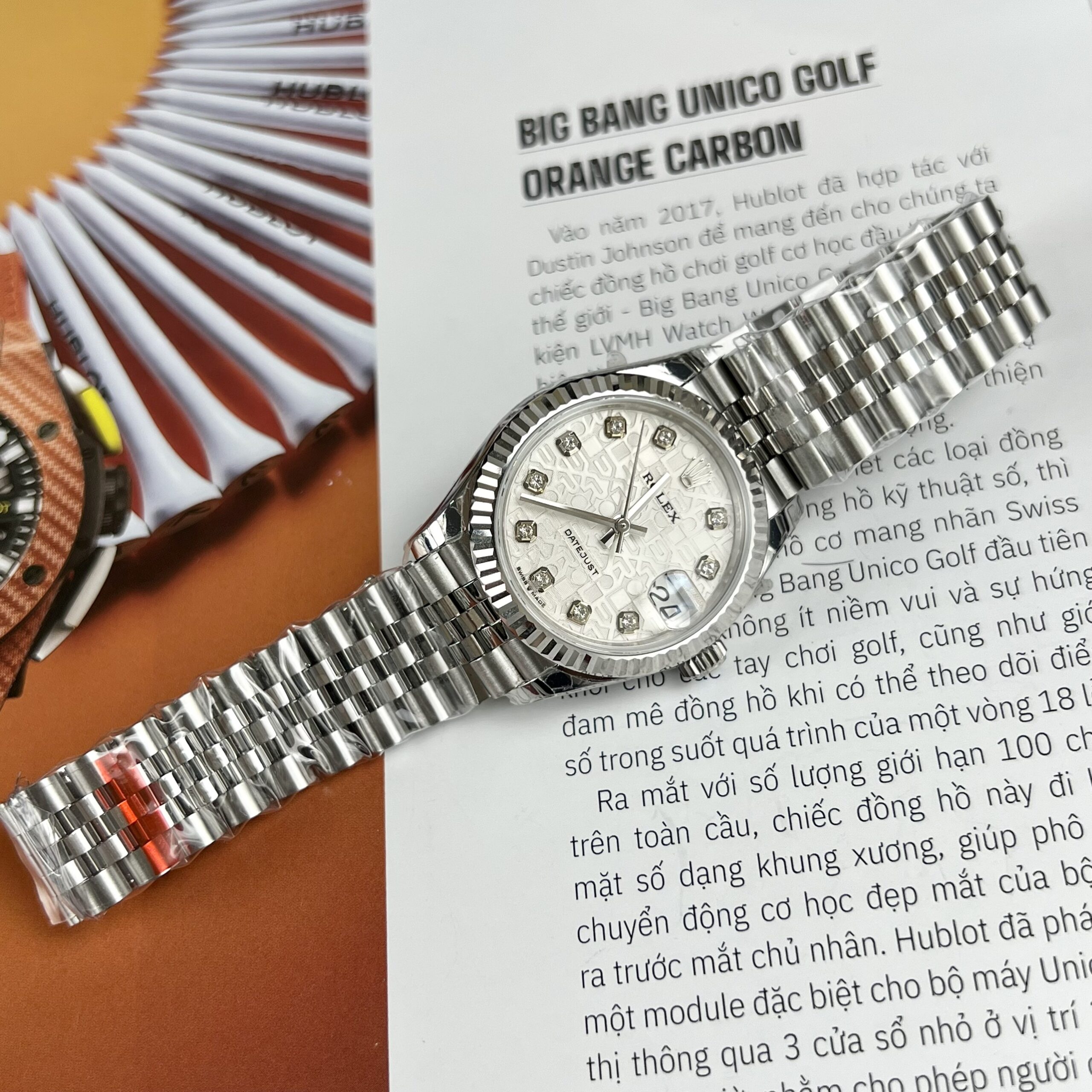 Rolex Datejust 316L Steel White Motif Dial CZ Diamonds 31mm Jub EWF Replica