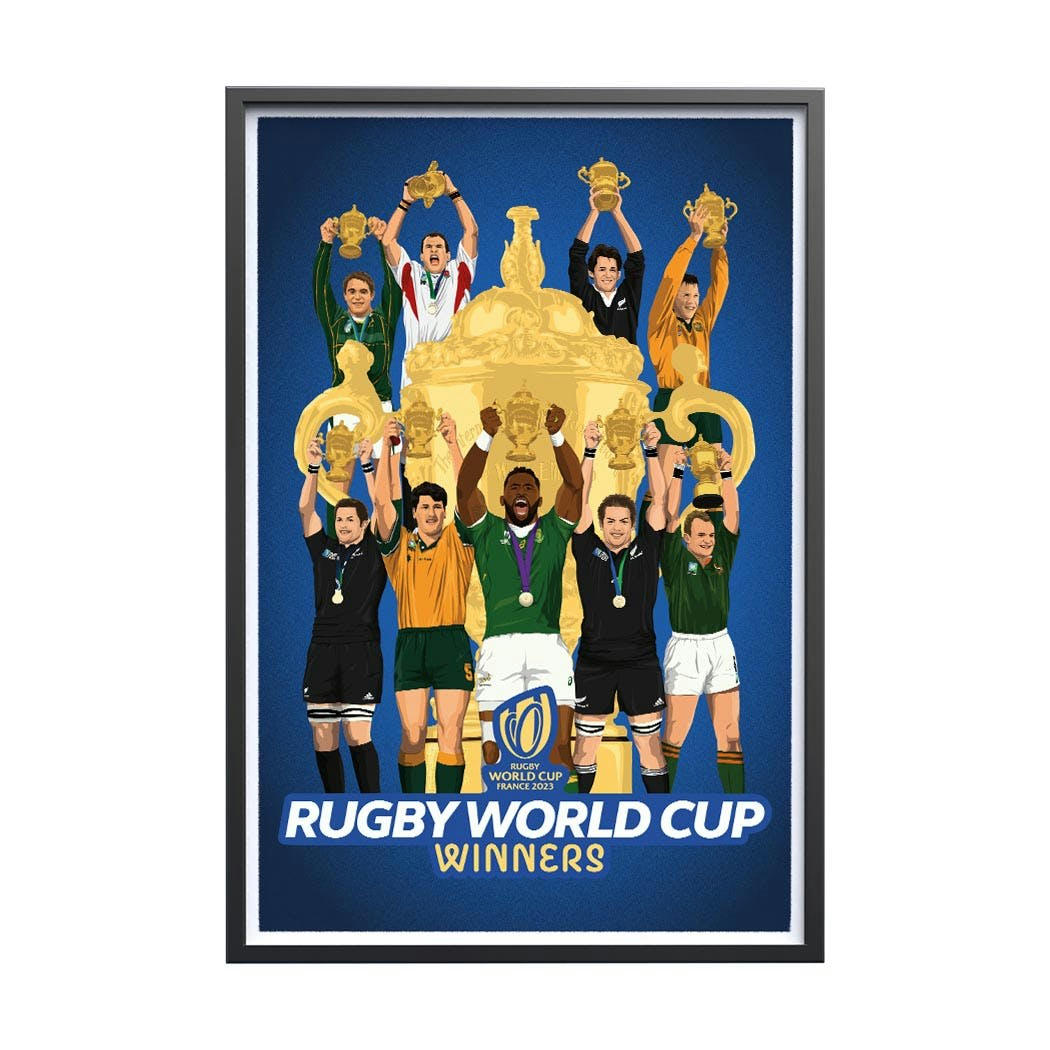 RUGBY - Affiche Coupe du Monde de Rugby Palmares 40x60 cm