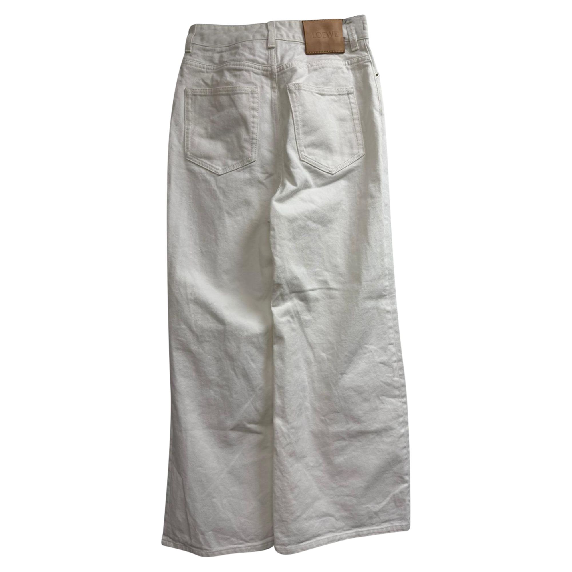 LOEWE Preloved High-Rise Wide-Leg Jeans in White Cotton