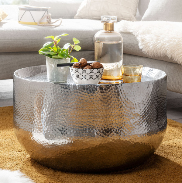 FineBuy Stolik kawowy metal srebrny