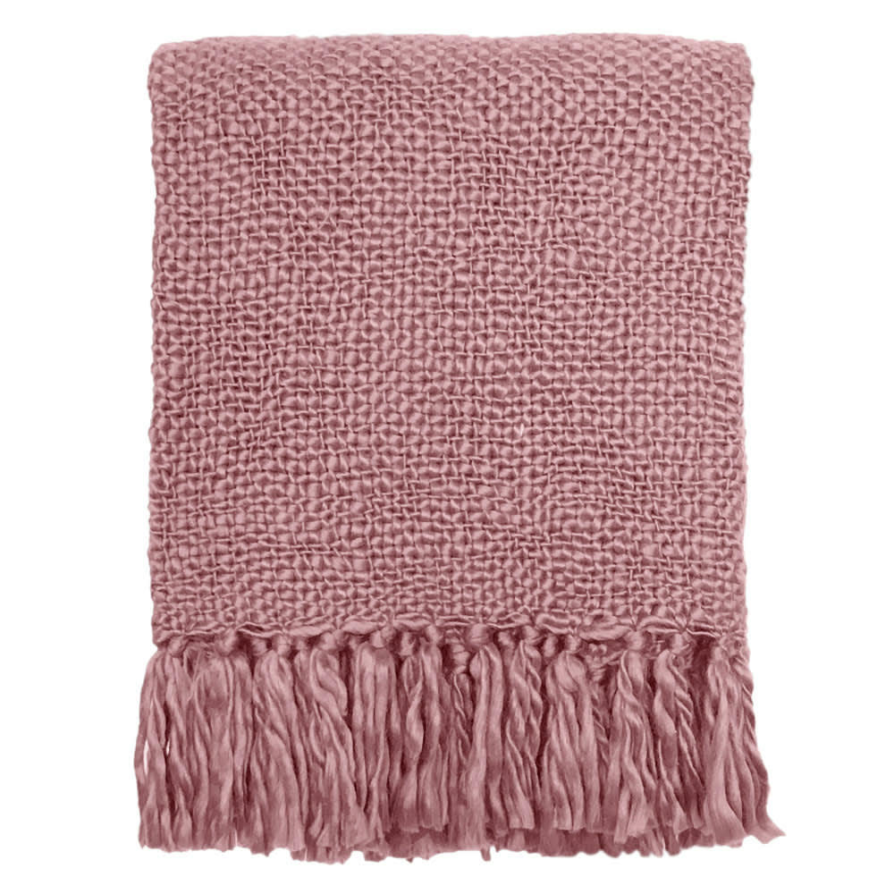 SOLID - Plaid uni rose brumeux 125x150