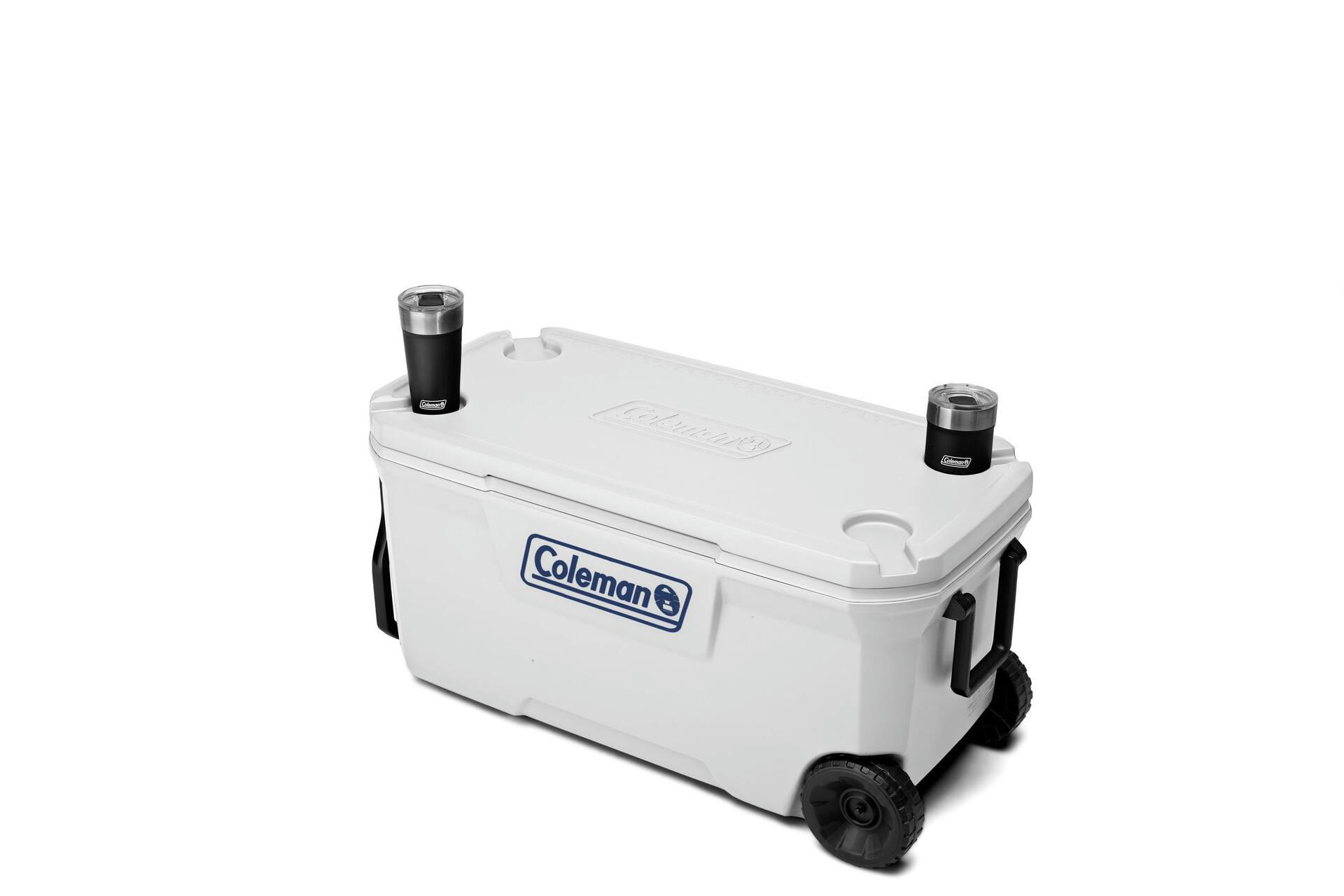 Coleman Marine Ultra Insulated Hard Cooler with Wheels, 100-Can, White