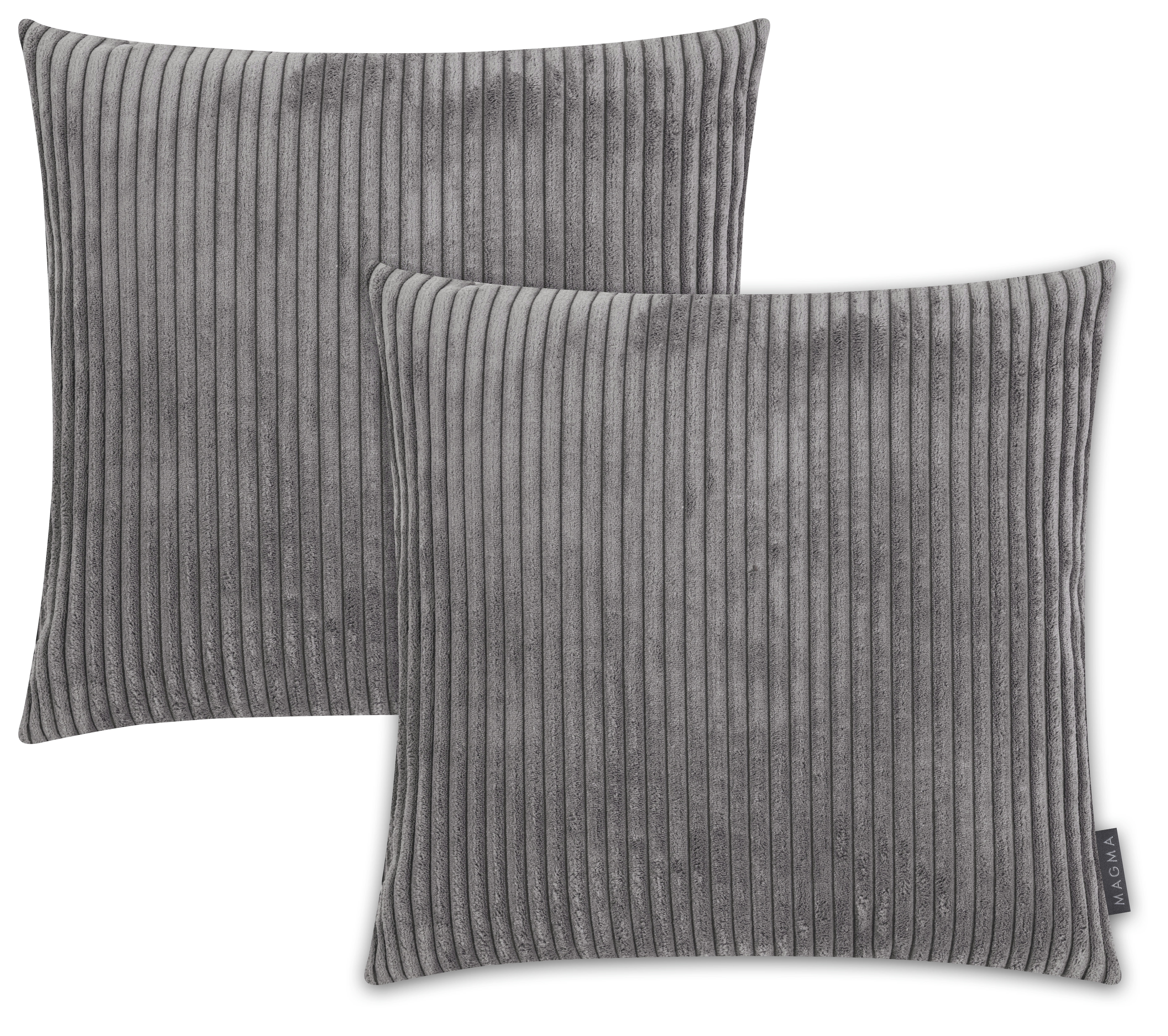 SHARA - Housses de coussin velours côtelé anthracite - Lot de 2 - 45x45