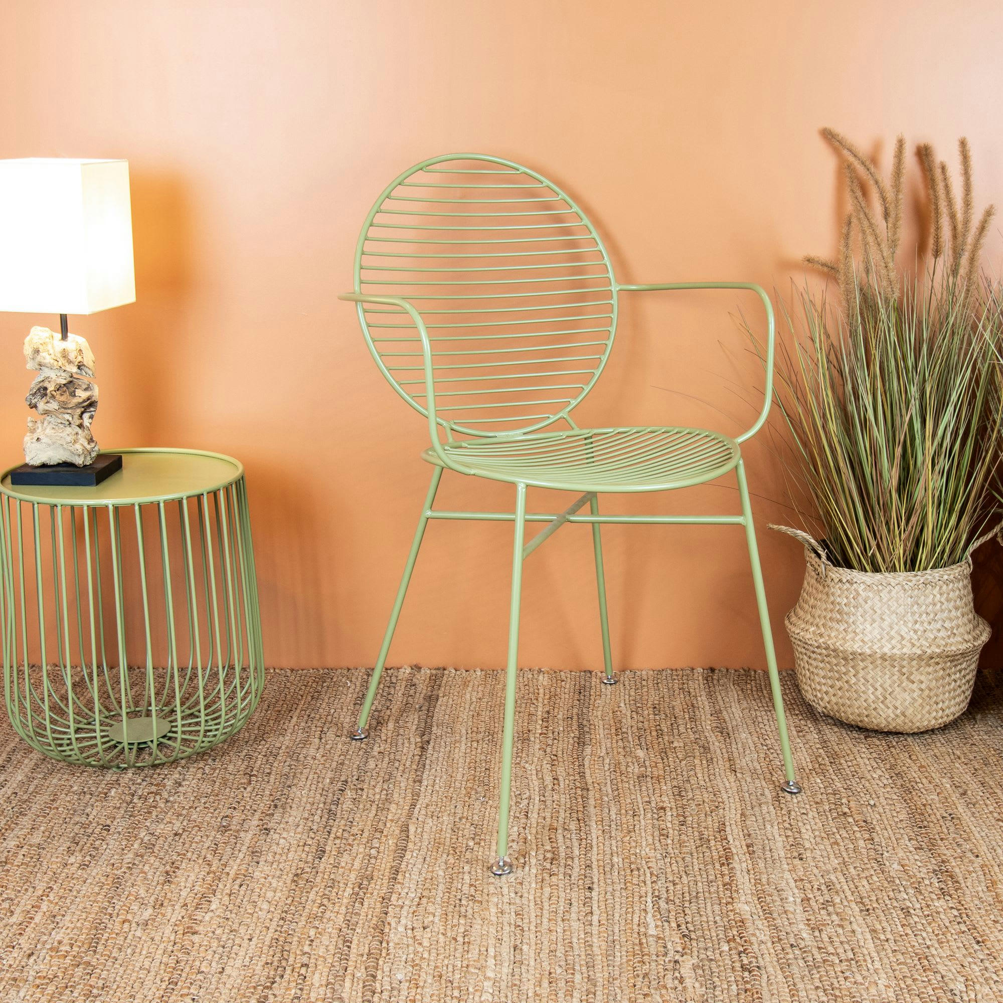 MADISON - Lot de 2 fauteuils de table en métal vert