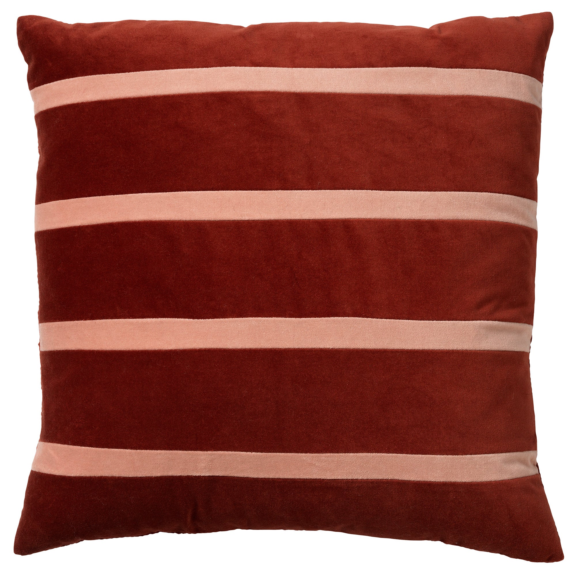 PEMM - sierkussen 45x45 cm - velvet - strepen - color blocking - Muted Clay - roze, rood