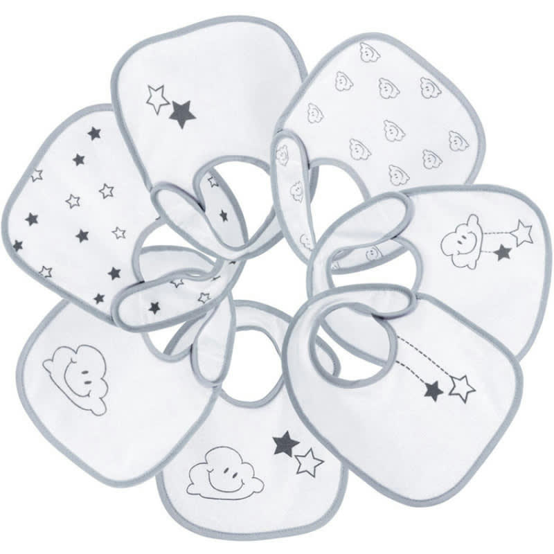 - Lot de 7 bavoirs de naissance Nuage gris