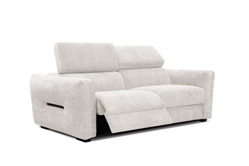 CALVERA Sofa 3 osobowa, 2 x Relax Zero Gravity, biała