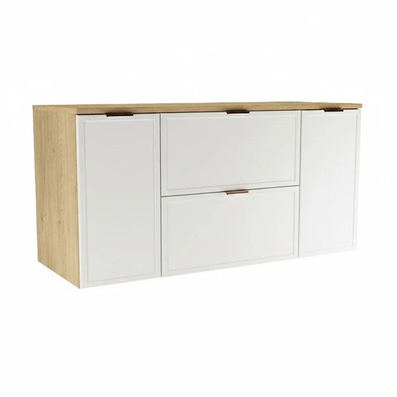 Szafka pod Umywalkę z Blatem 120cm 2D2S Fronty Ramka Cremona / Biały