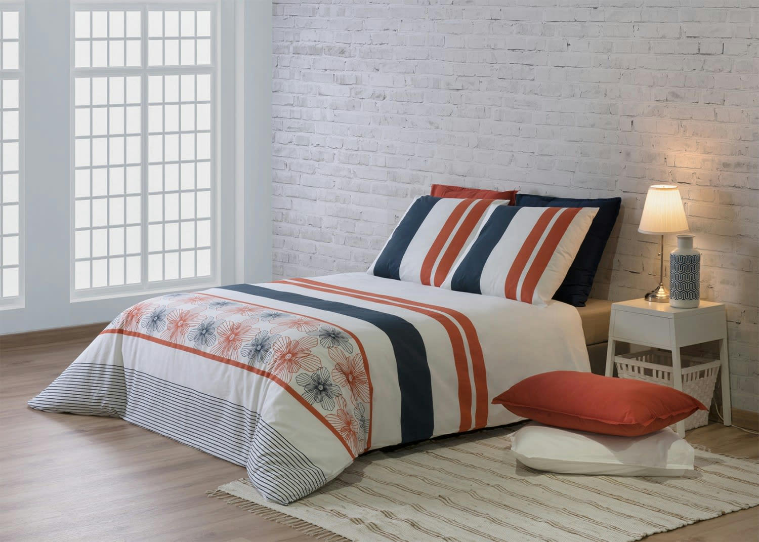 ELEGANCE - Parure housse de couette coton blanc 240x260 cm