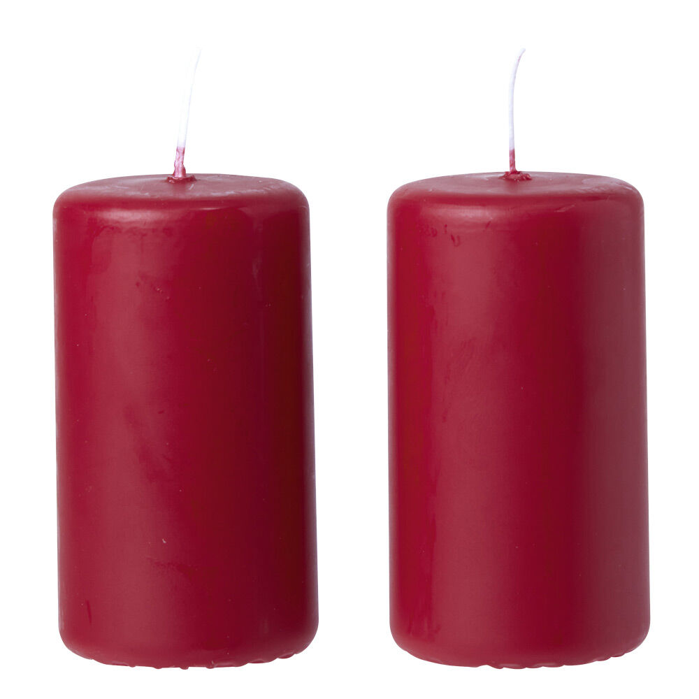 Bougie pilier rouge Ø5xH9,5 cm x2