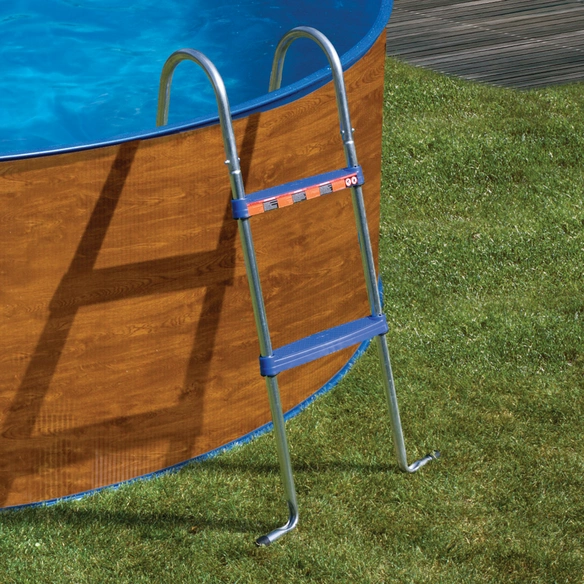 Pool-Leiter, stahlfarben, für röhrenförmige Schwimmbecken und verschiedene Beckenhöhen