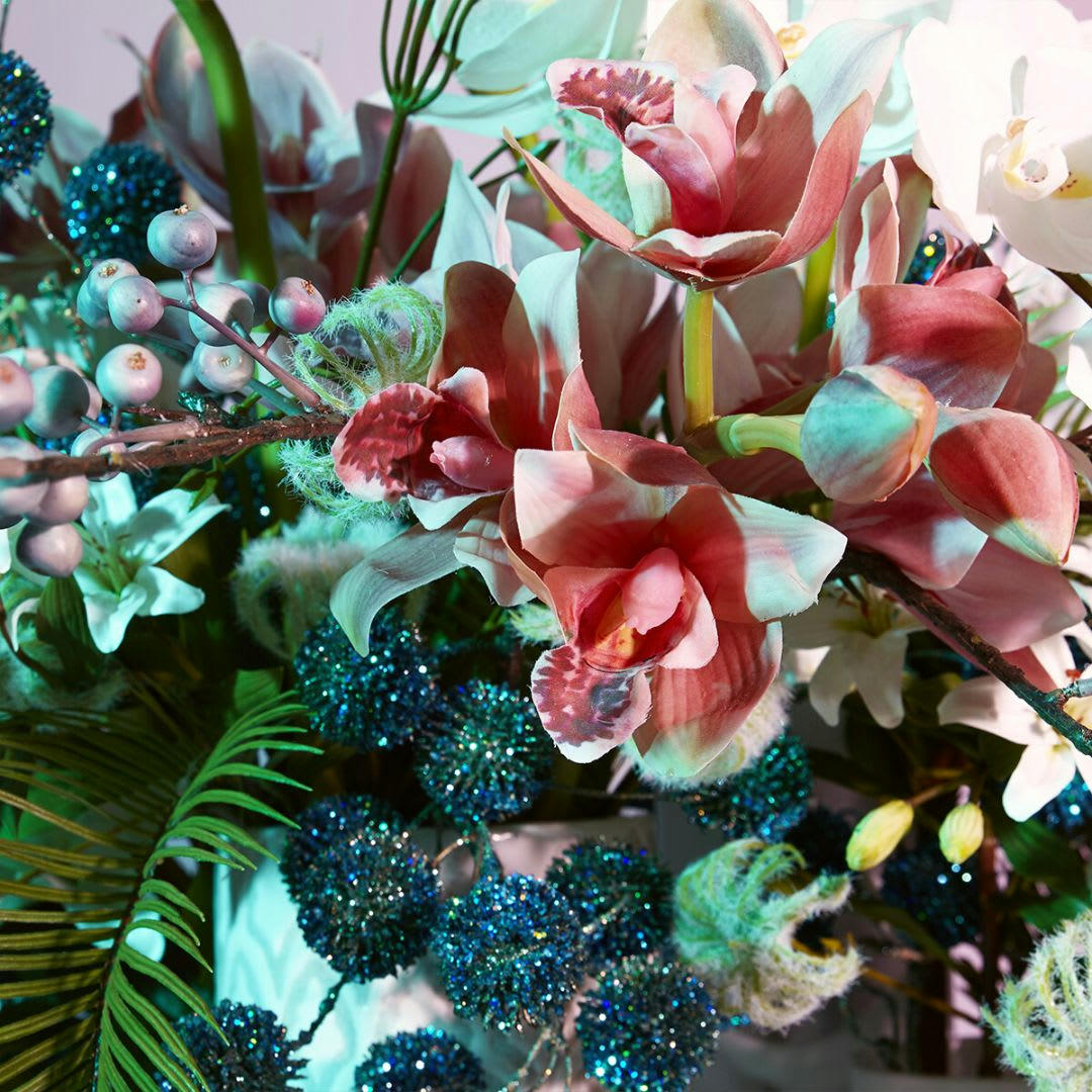 NOËL - Branche de pompons pailletés izia noël h50