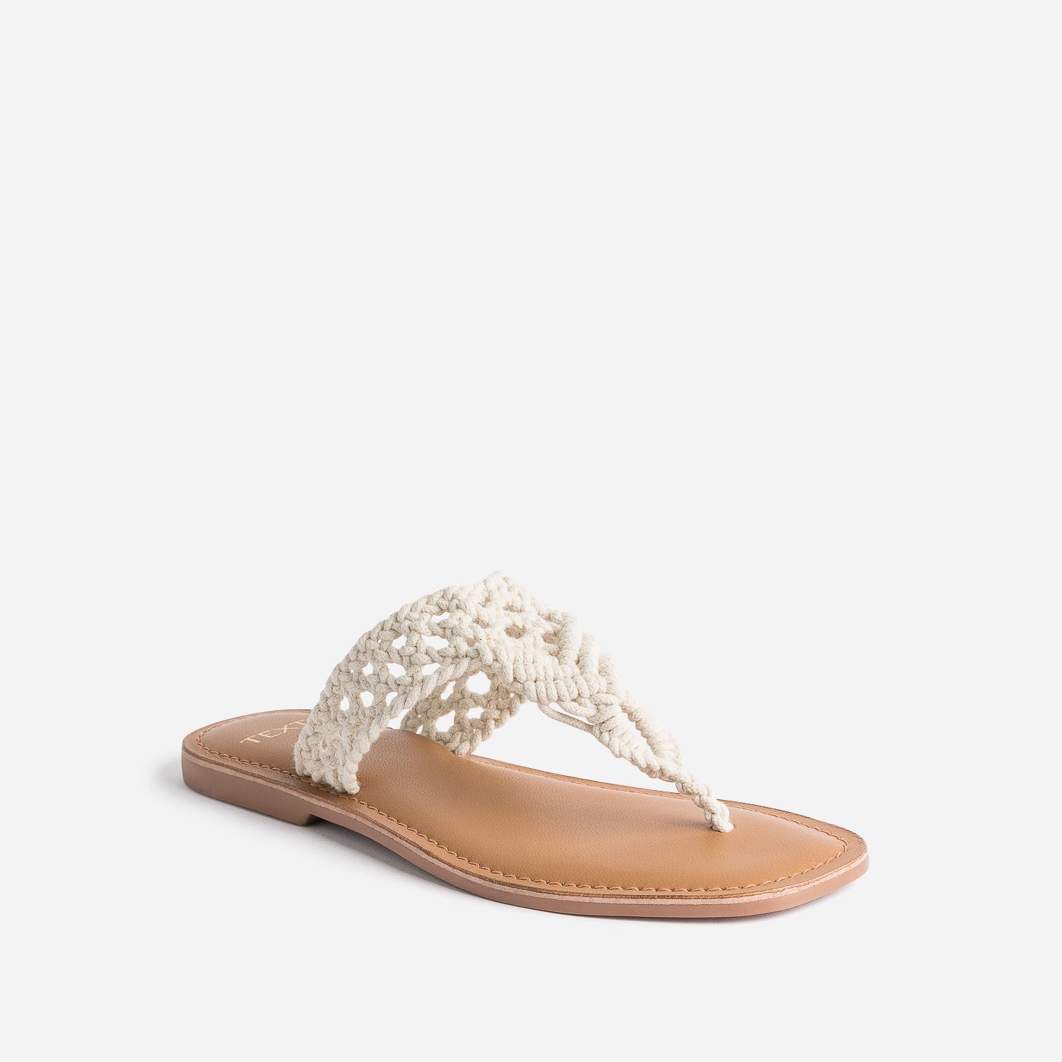 Mule-tong TEXTO beige en macramé