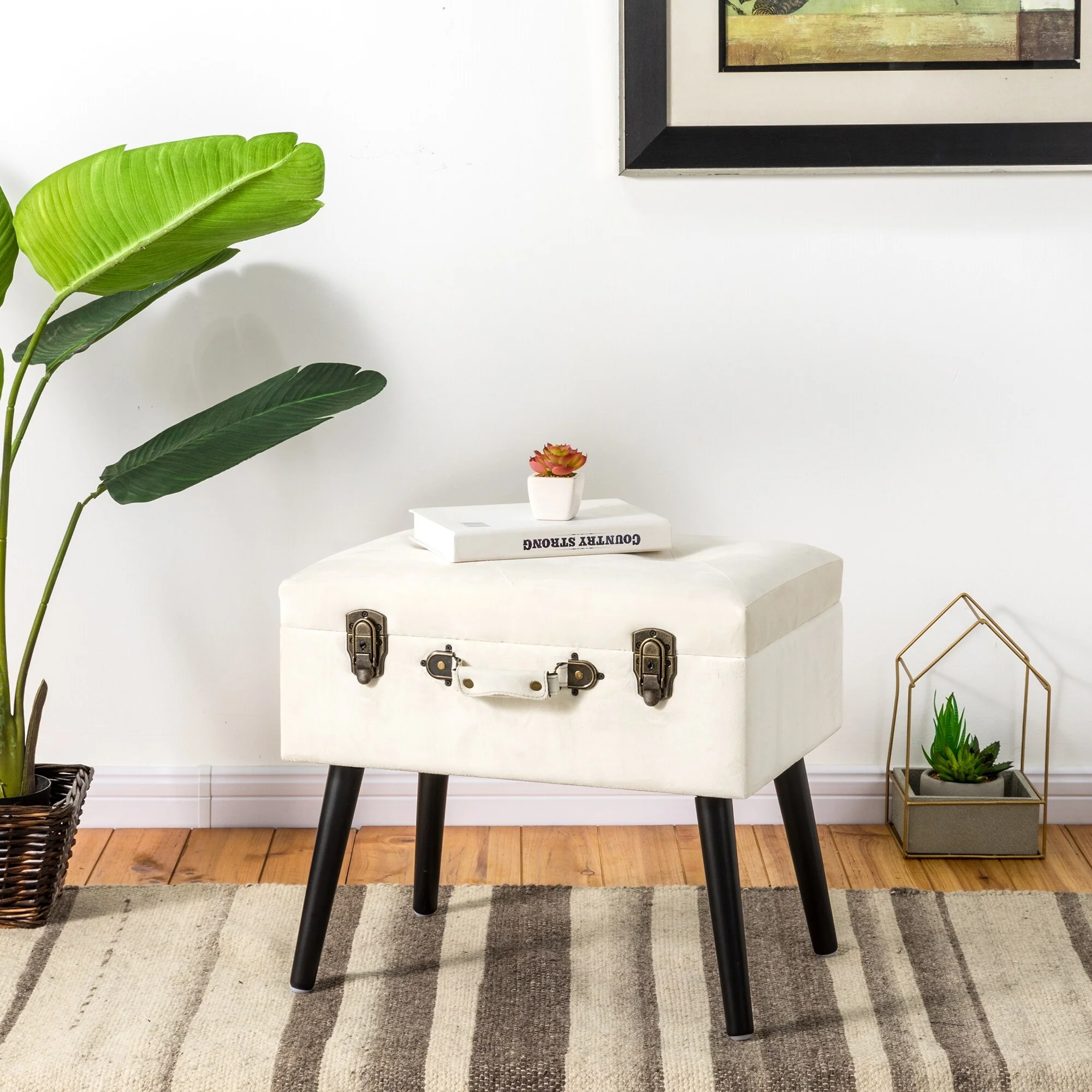 Carson Carrington Kammarbo Velvet Upholstered Storage Ottoman Accent Stool