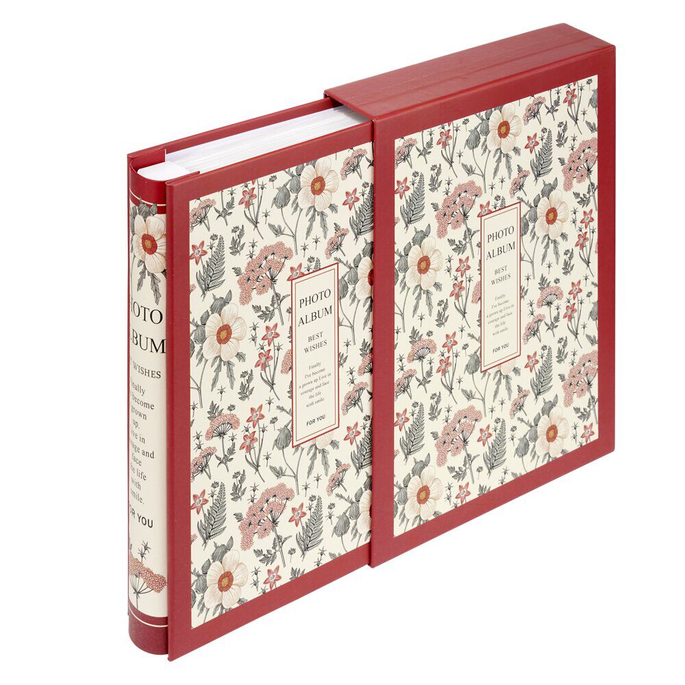 Album photo motif fleur 21x26cm - 2 modèles rouge ou bleu