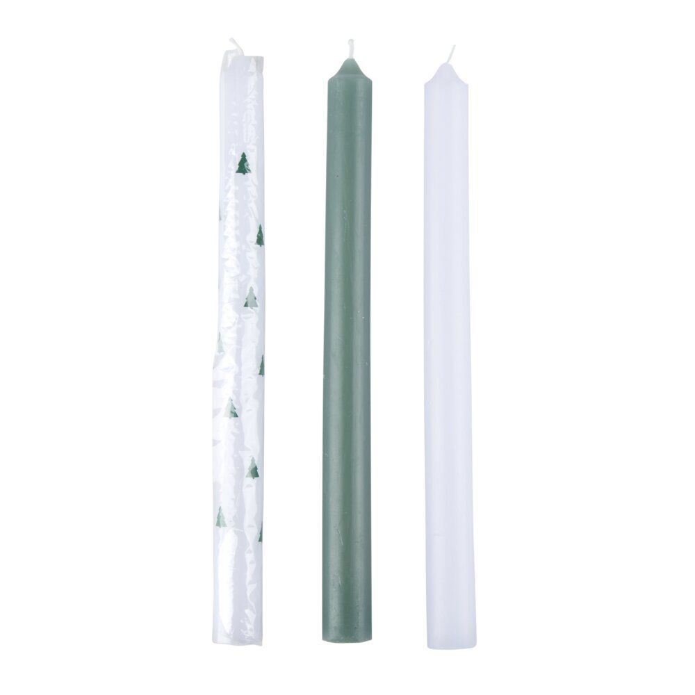 Bougie chandelle x3 motif No&euml;l Ø3xH25,5cm (2 modèles)