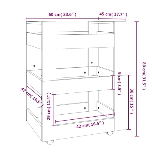 NNEVL Kitchen Trolley White 60x45x80 cm Engineered Wood