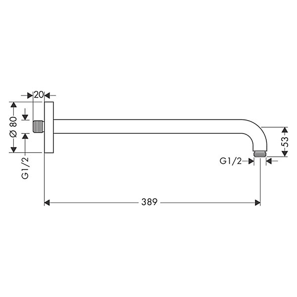 Bras de douche HANSGROHE M 38,9 cm Chromé