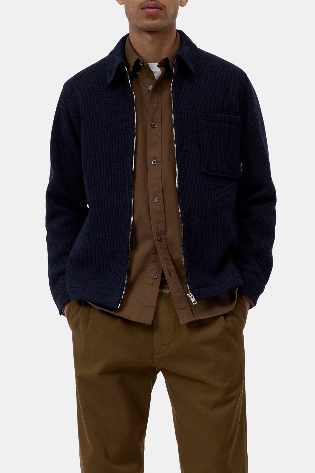 Strick-Overshirt mit Reißverschluss