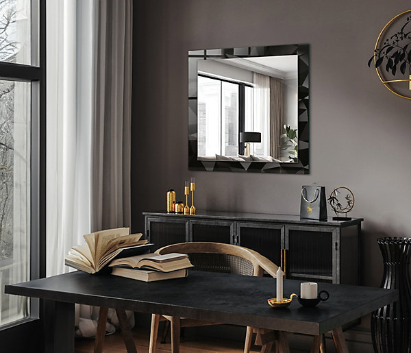Miroir Avec Cadre En Verre Tulup 60x60 cm Formes Géométriques Noires Miroir Design Entrée