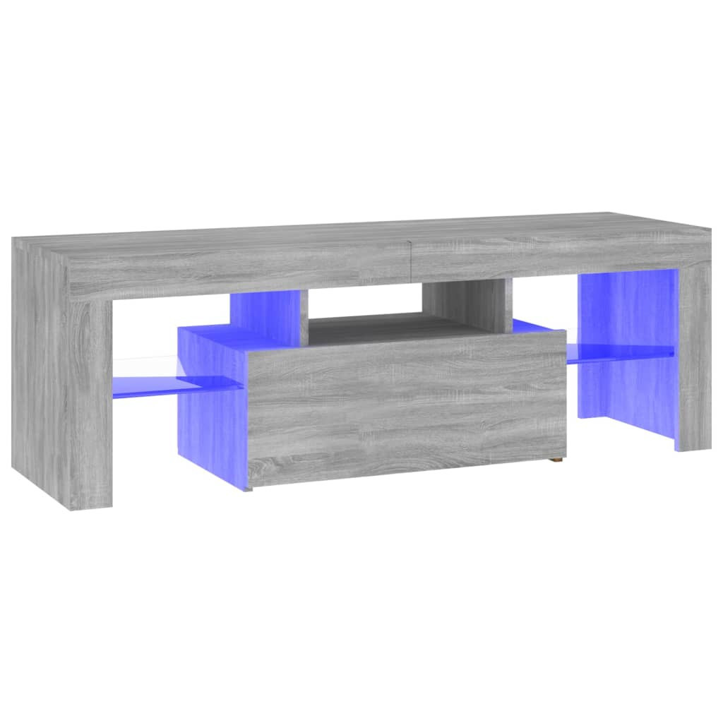 Szafka Pod Telewizor Szafka RTV Stolik Półka Szara LED 120x35x40 cm
