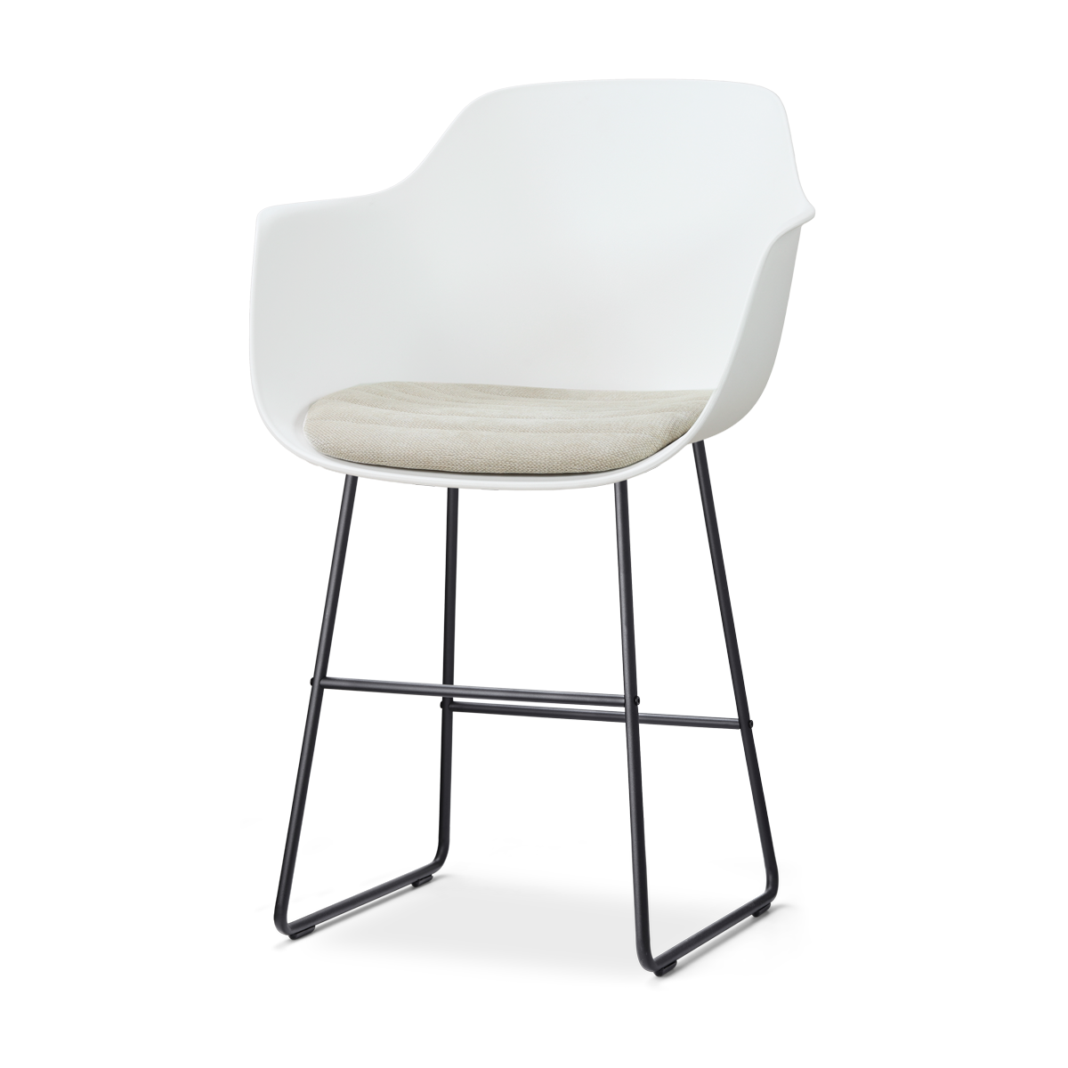 Nolon Nino-Liz Barkruk Wit met Naturelbeige Zitkussen Zwart Onderstel 65 Cm