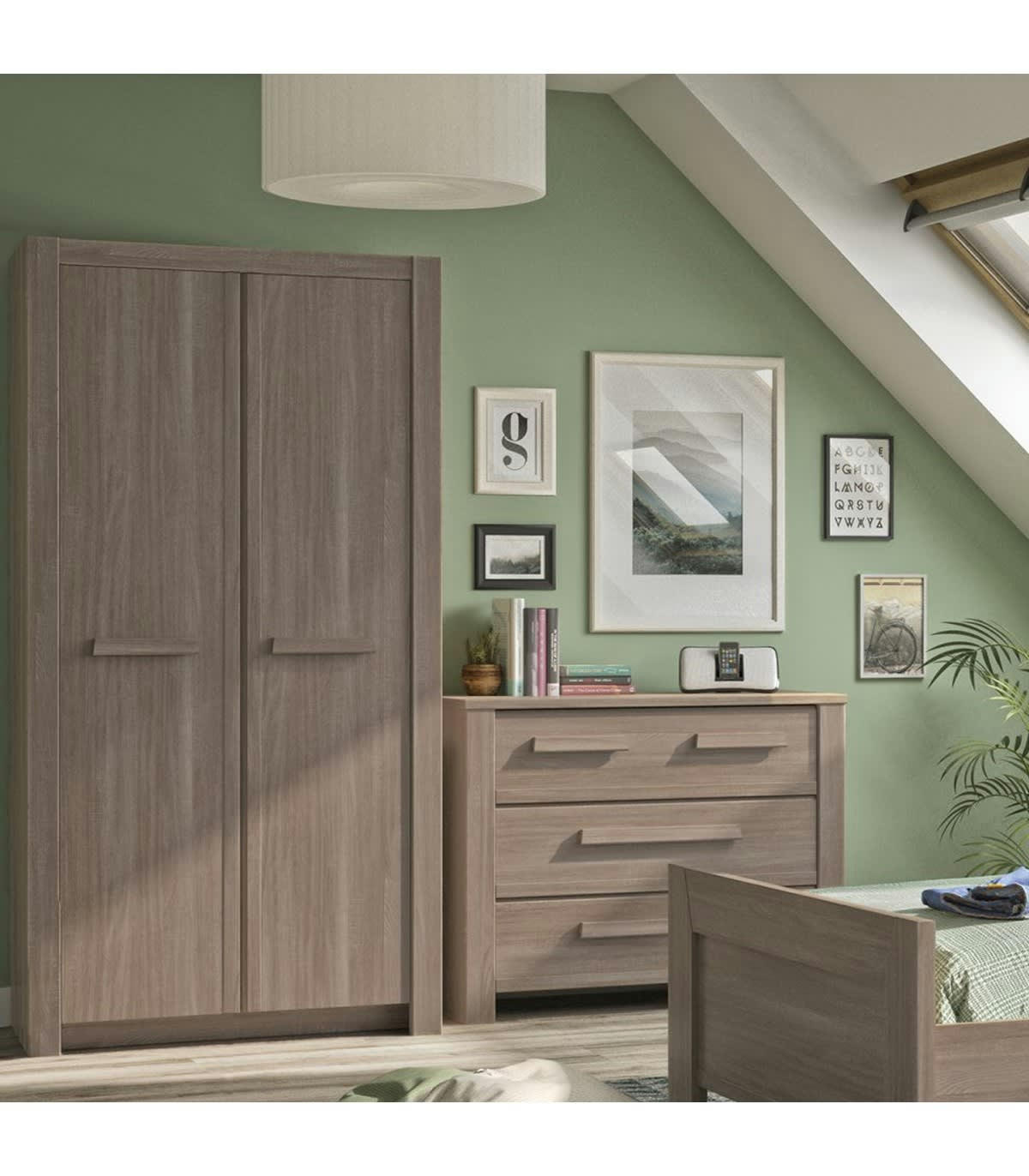 - Commode 3 tiroirs effet chêne L107cm