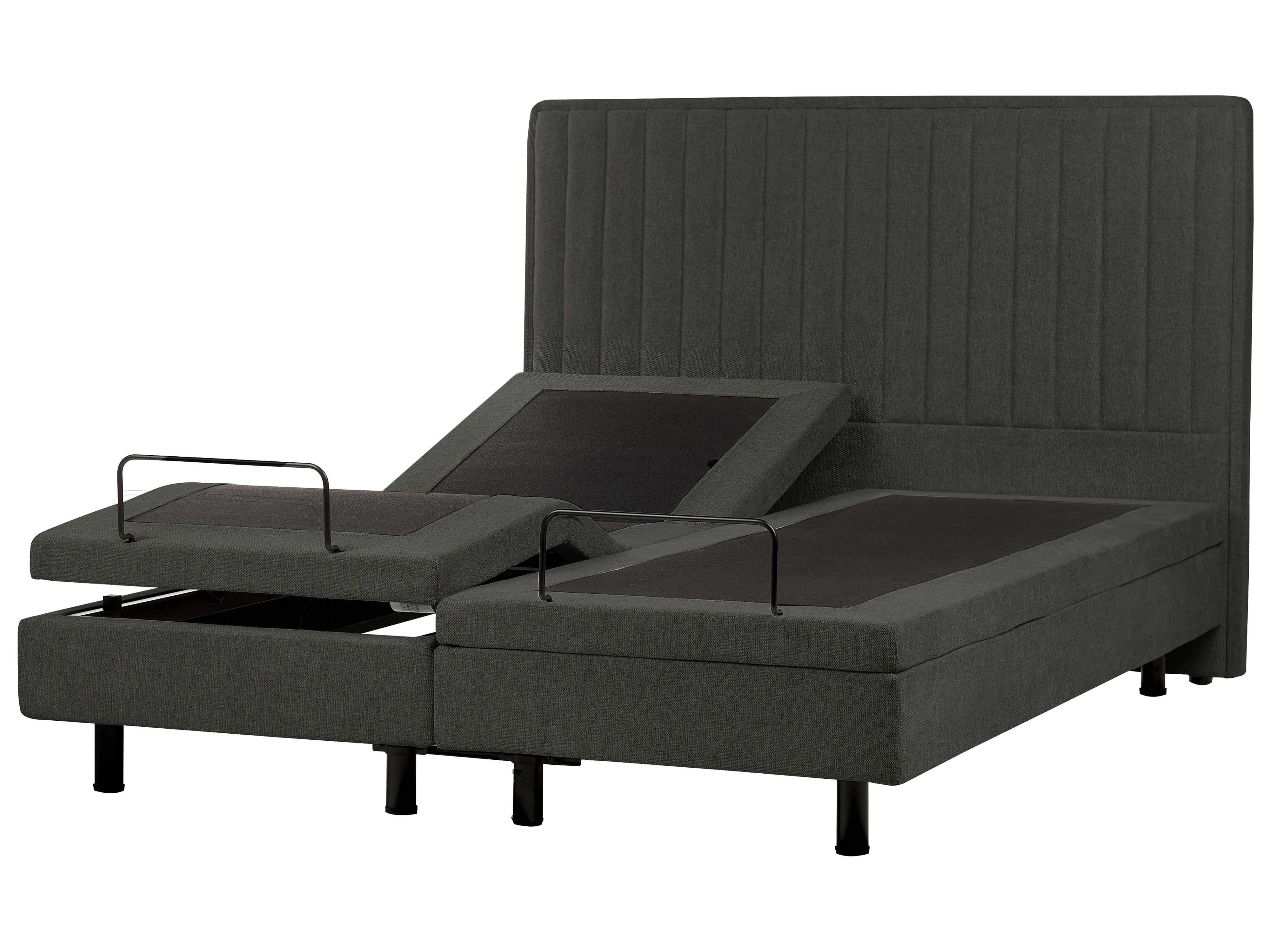 Adjustable Bed Fabric CASTELLAN 160 x 200 cm (EU King Size) Dark Grey