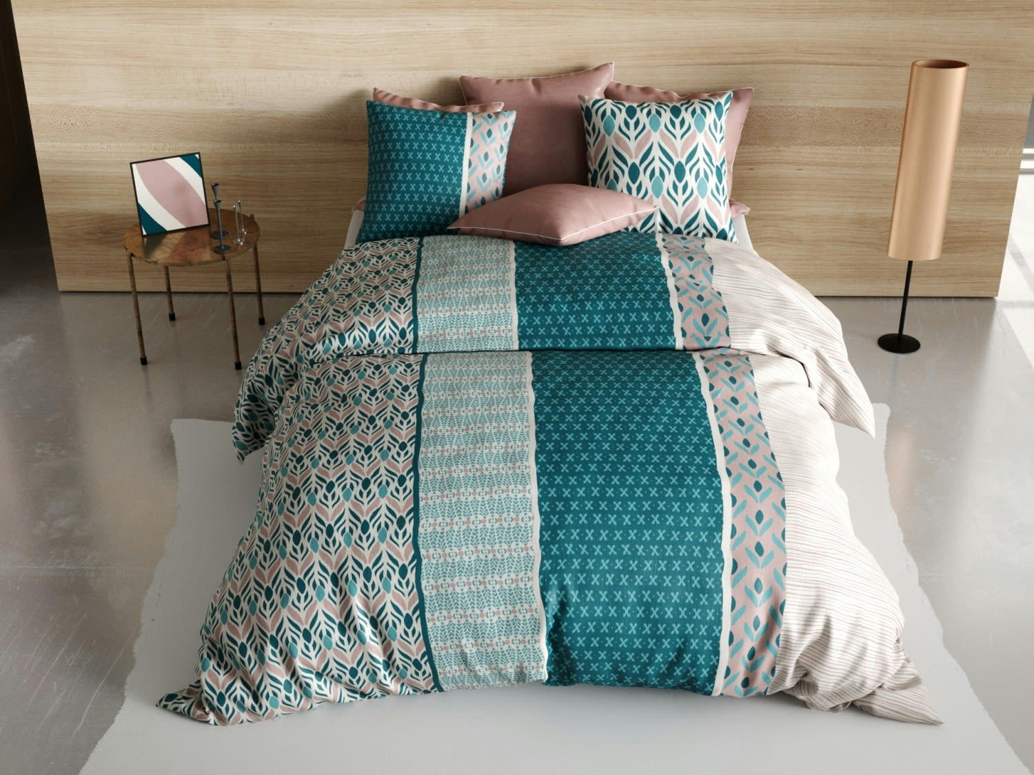 LIMBE - Parure housse de couette coton rose 240x260 cm