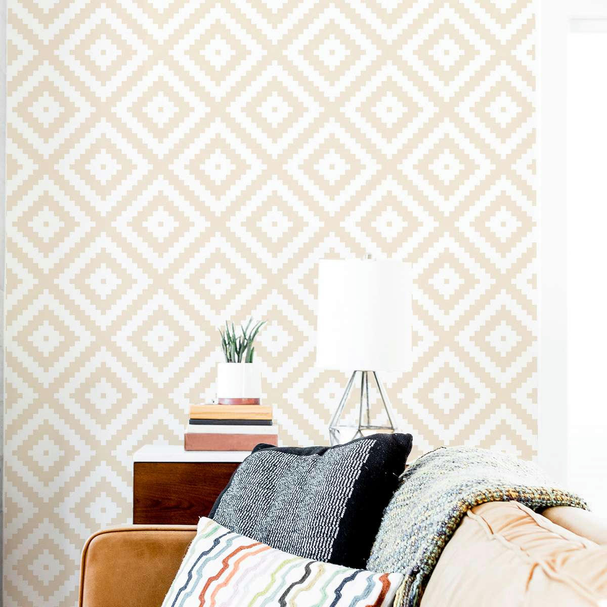 ETHNICCHIC - Papier peint vinyle adhésif ethnique chic sable 50x300 cm