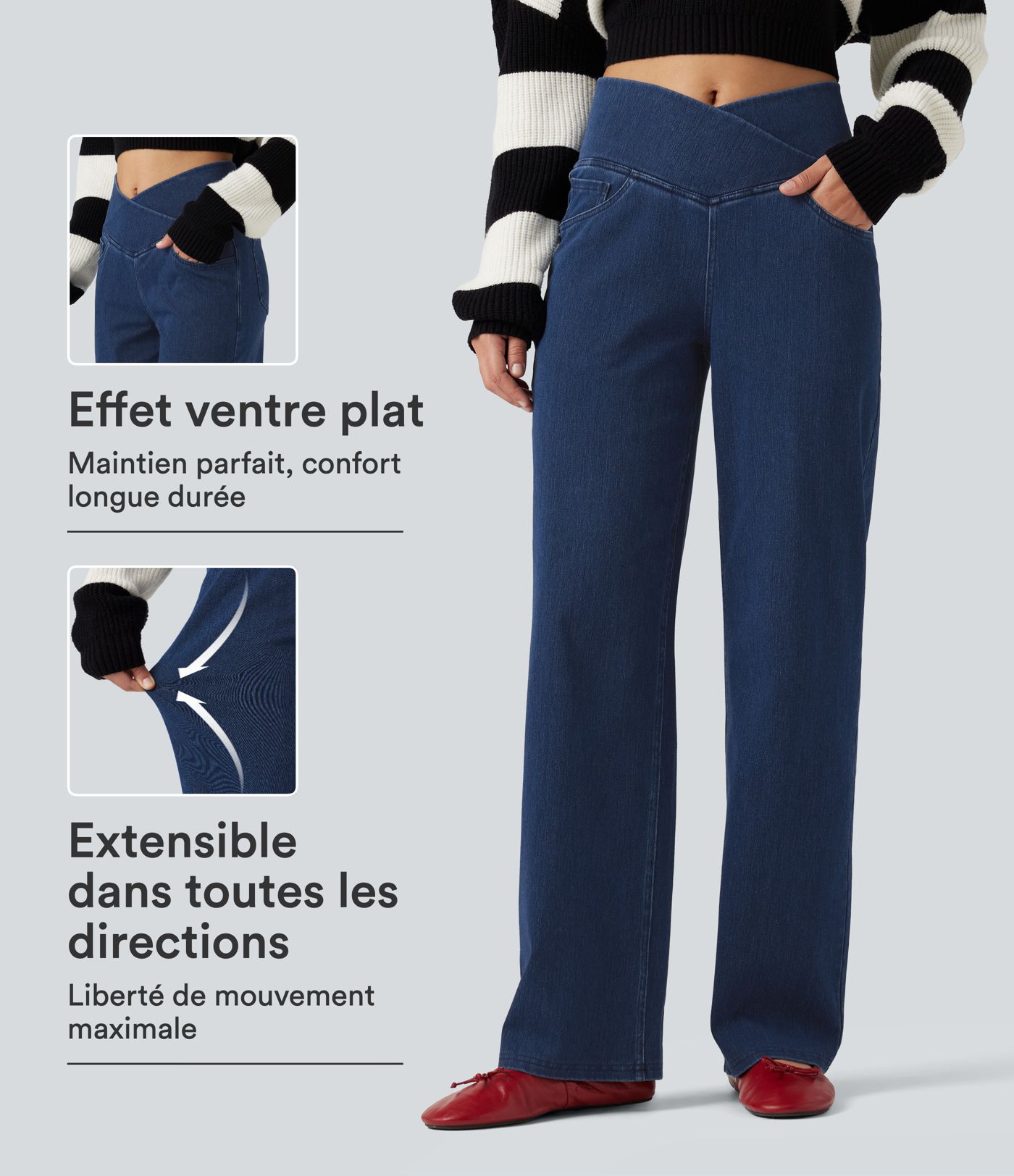 Jean droit Halara Flex™ taille haute gainant avec poches
