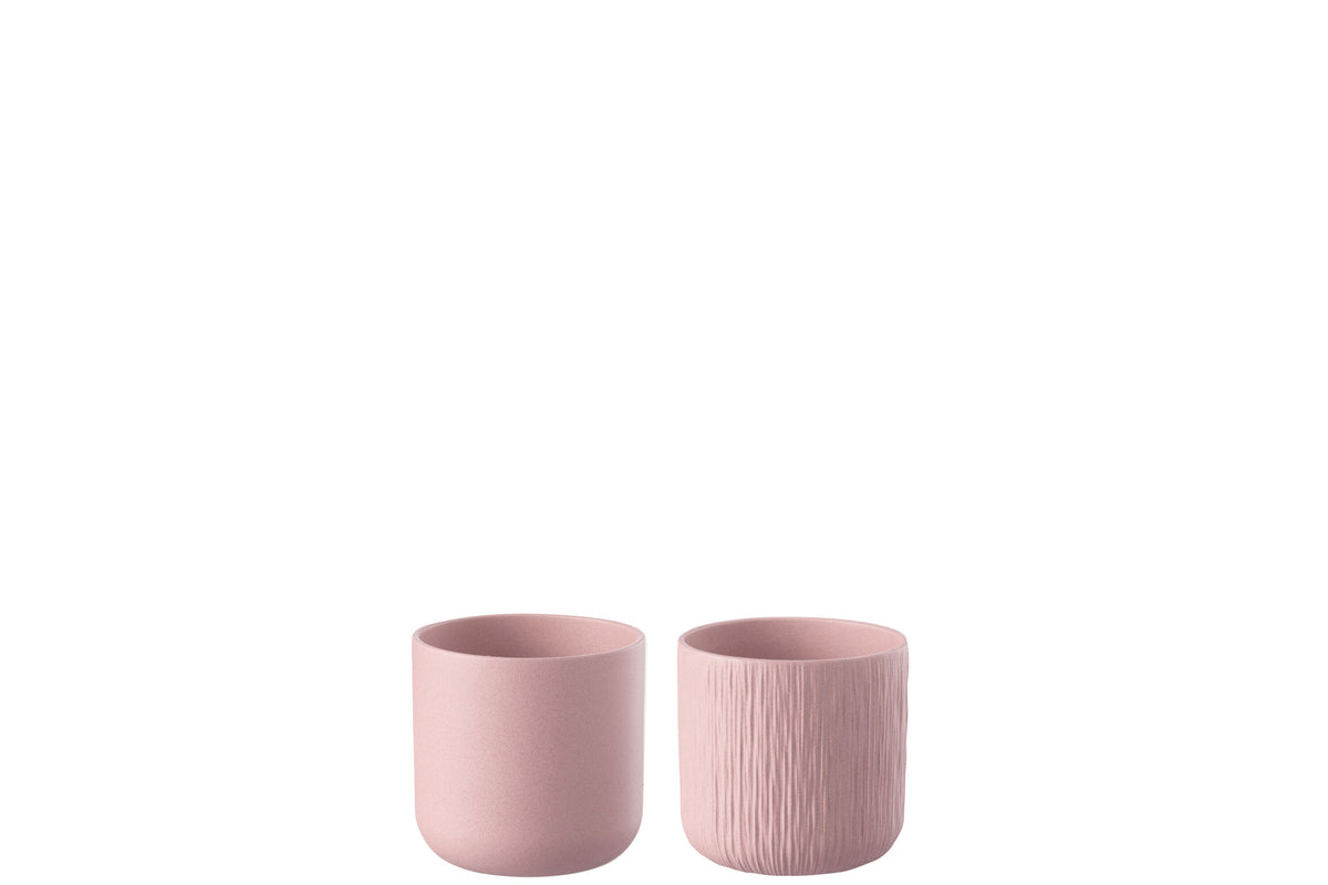 J-Line bloempot Gen - keramiek - roze - XXS - 2 stuks - Ø 7 cm