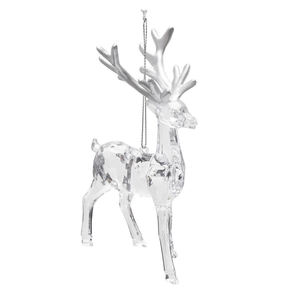 Cerf de No&euml;l acrylique irisé à suspendre H15cm
