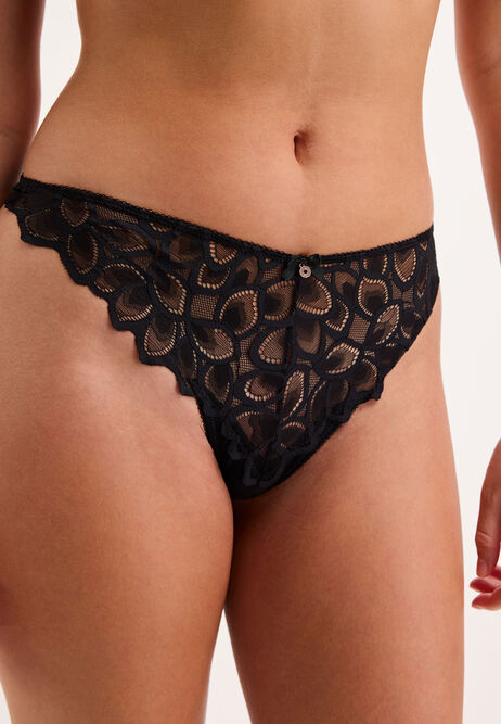 Womens Black Roxie Lace Thong