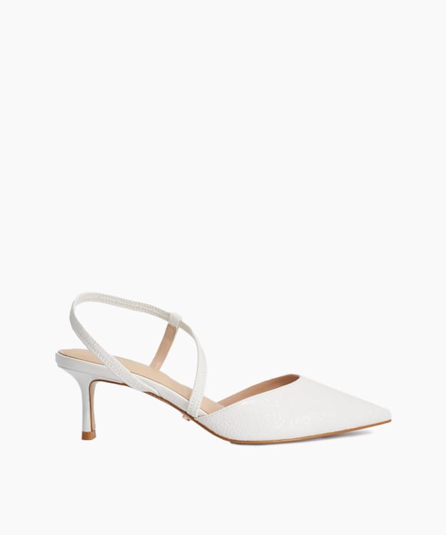 Charming White - Embellished Court Shoes