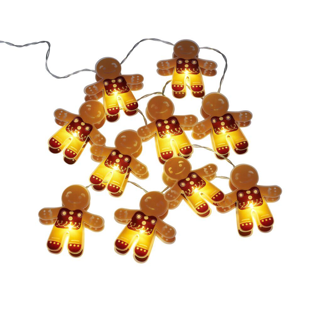 Guirlande lumineuse pain d'épice 10LED blanc chaud 1,35m