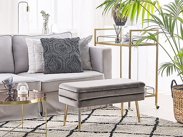 Banc de rangement DURHAM Velours Gris