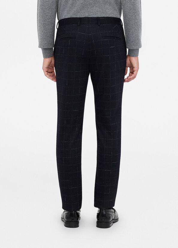 Pantaloni check in lana e cotone