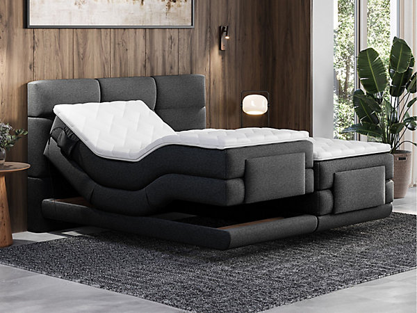 Ensemble complet boxspring tête de lit capitonnée   sommiers relaxation électrique   matelas   surmatelas - 2 x 80 x 200 cm -