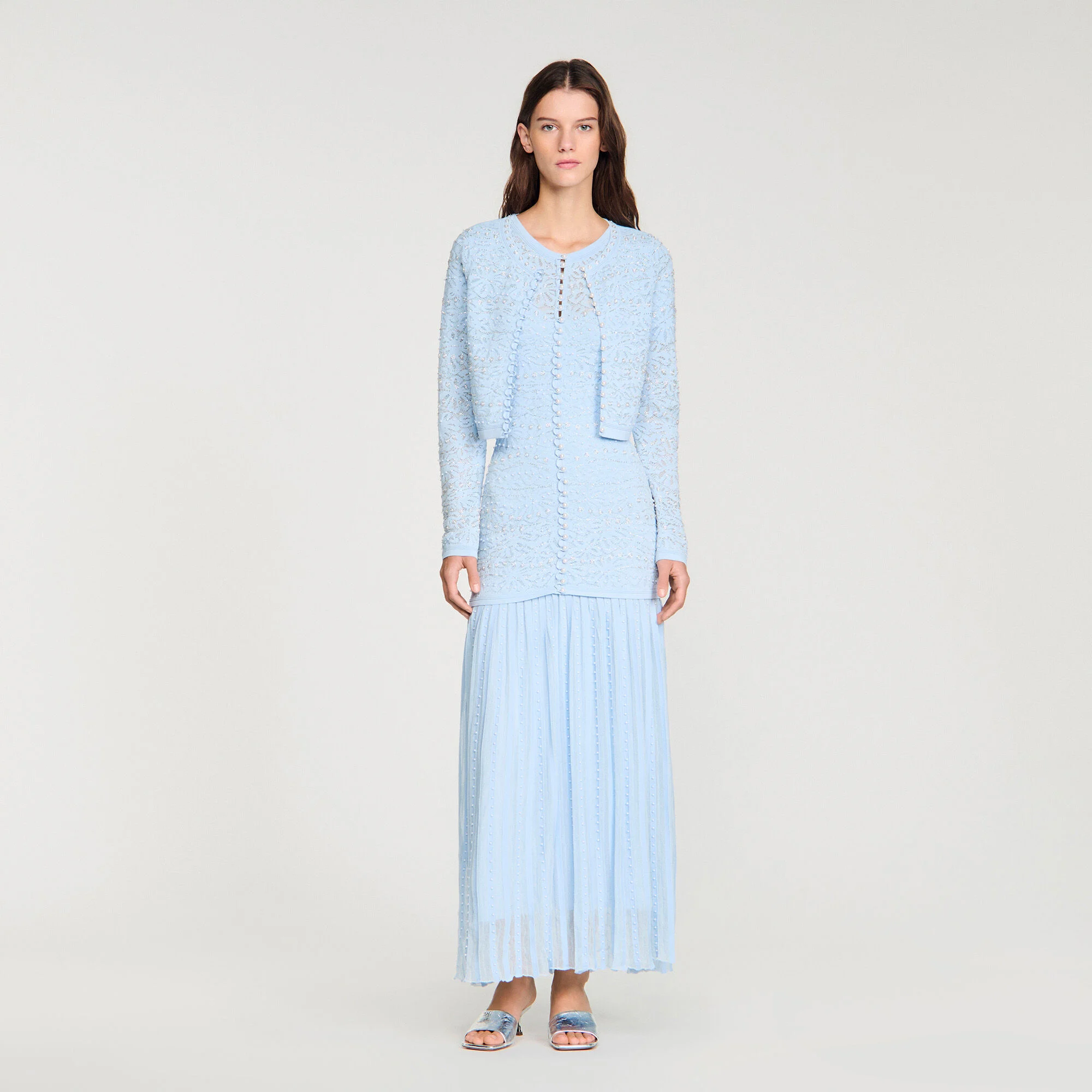 Cardigan court perlé