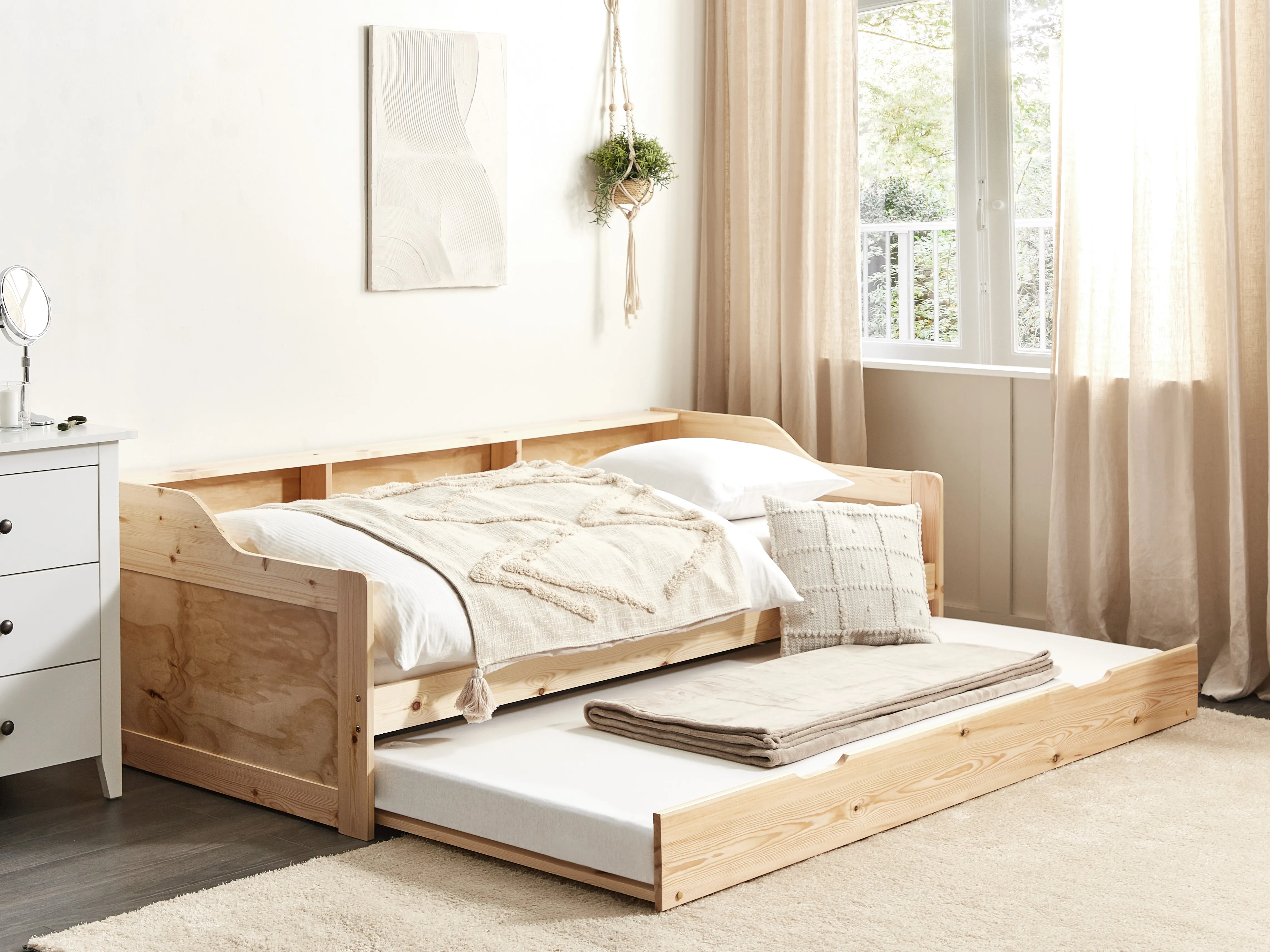 Trundle Bed Pine Wood EDERN 90 x 200 cm (EU Single) Light Brown