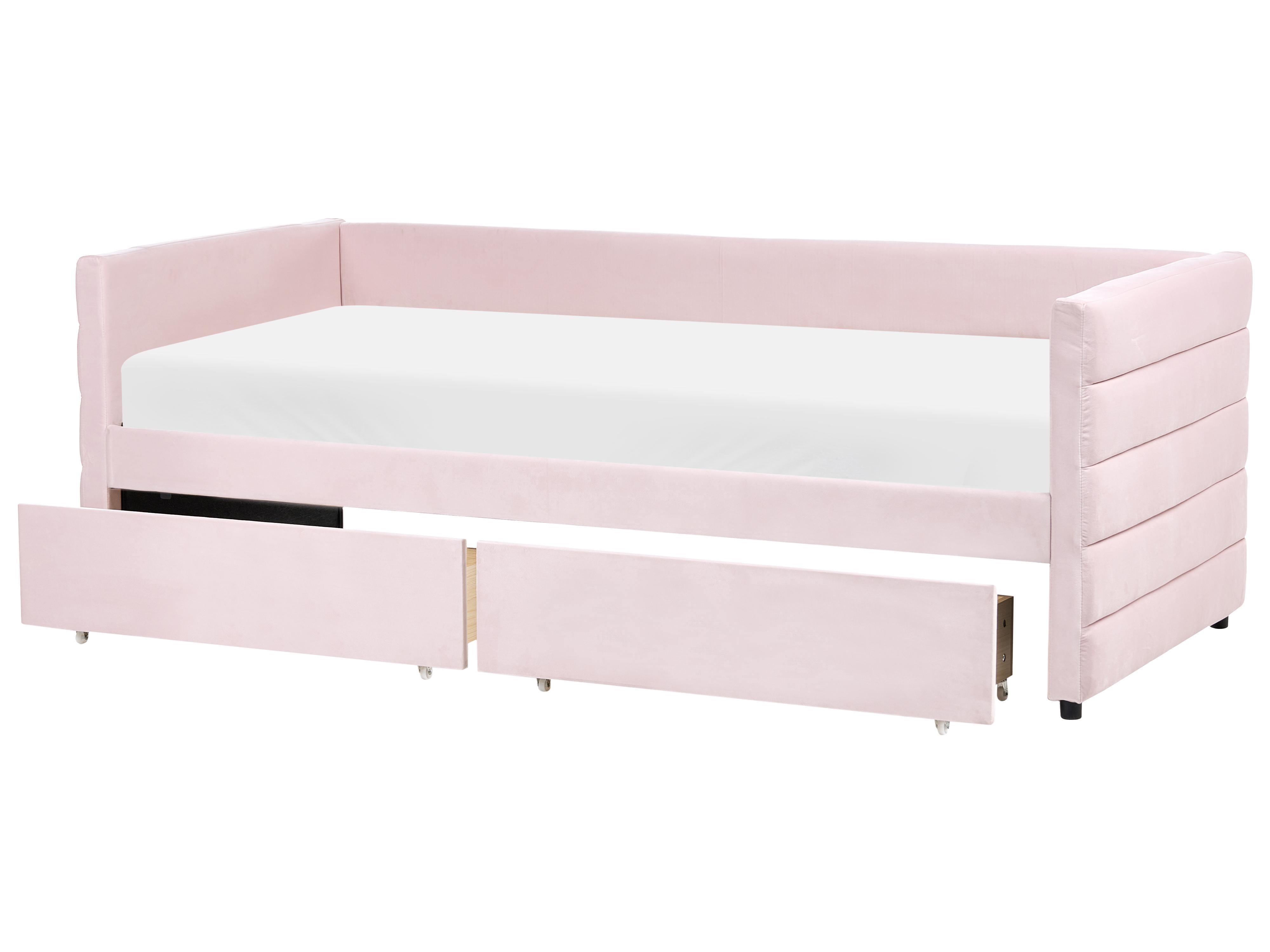 Daybed with Storage Velvet MARRAY 90 x 200 cm (EU Single) Pastel Pink