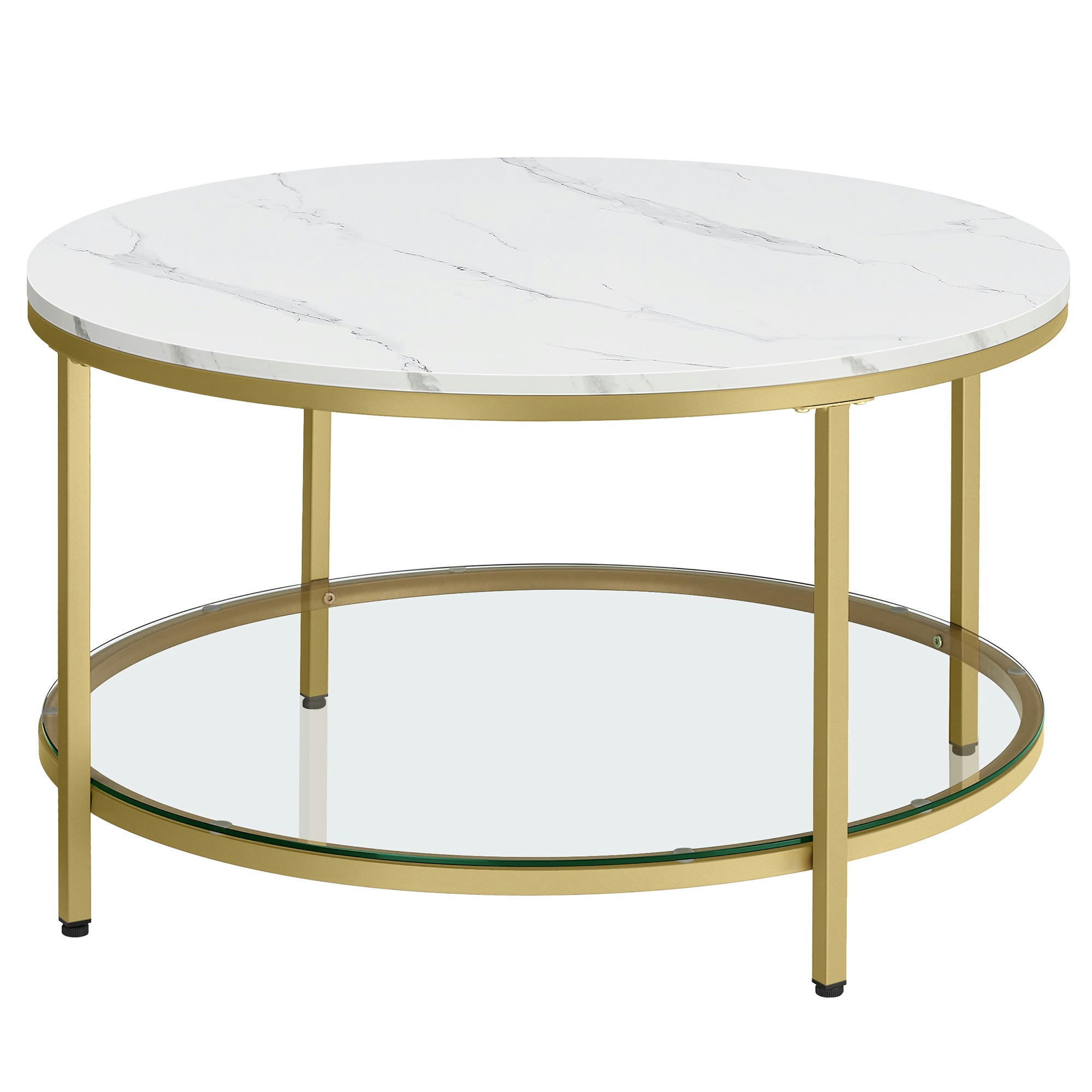 - Table basse blanc effet bois verre acier marbré et doré métallique