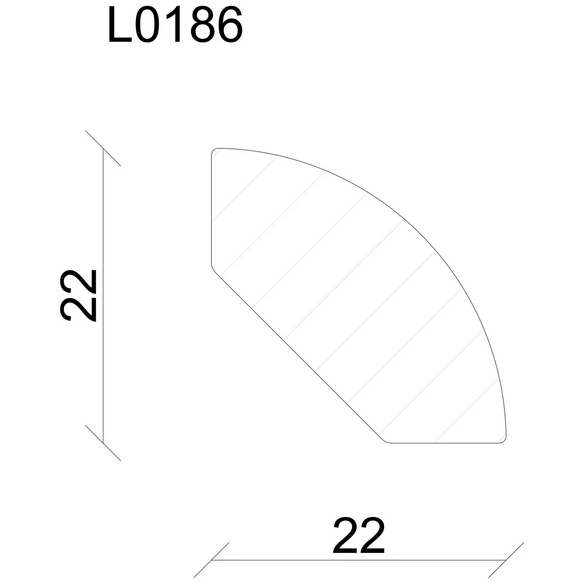 Vierteilrundstab, Uni, BxH: 22 x 22 mm