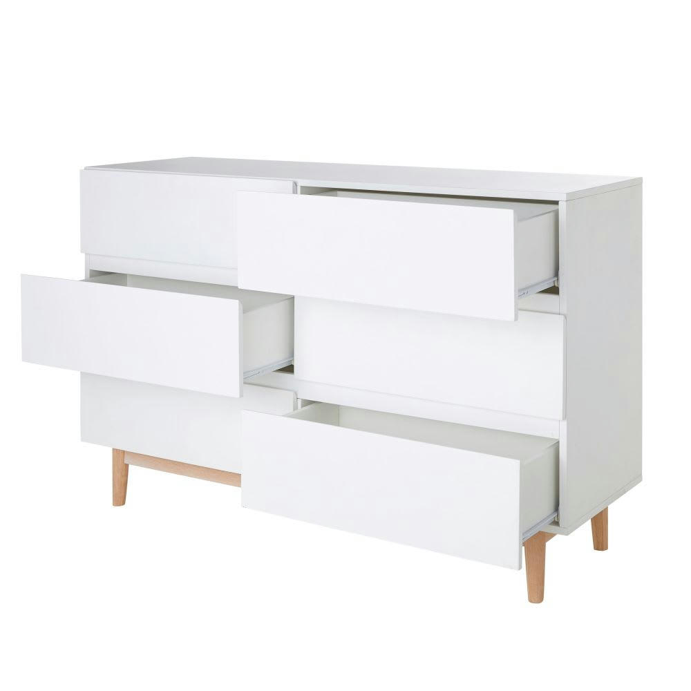 Artic - Commode double 6 tiroirs blanche