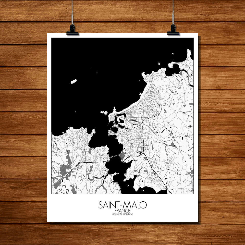 - ST MALO - Carte City Map N&B