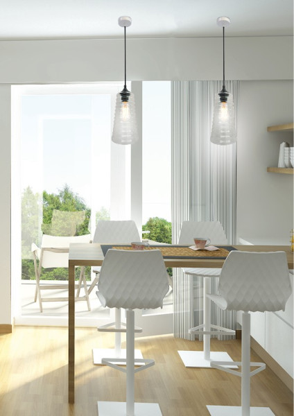 Lampa wisząca biało-czarna-przezroczysta MANILA 1xE27x60W Candellux
